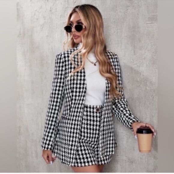 New Print Open Front Tweed Blazer Size  XS - Picture 4 of 11